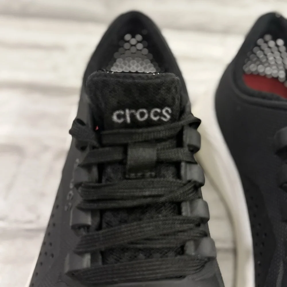 Crocs LiteRide Pacer Women's Sz 9 Black & White Lace Up Athletic Comfort Shoes